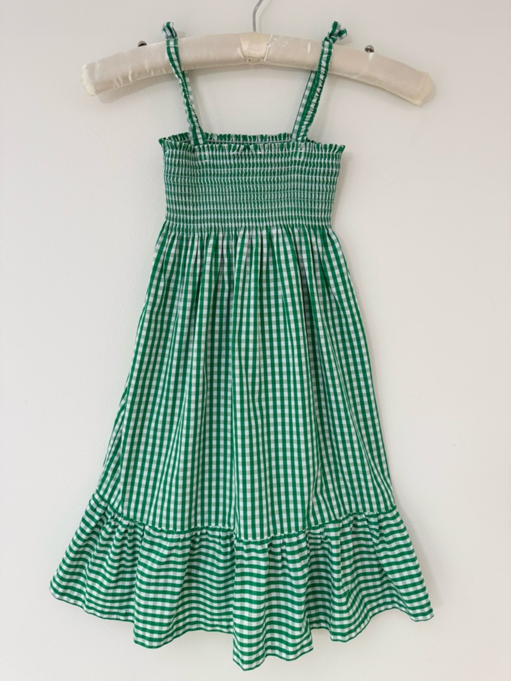 Little English Green Gingham Smocked Sundress with Ruffle Hem, Size 5 - Picture 7 of 10